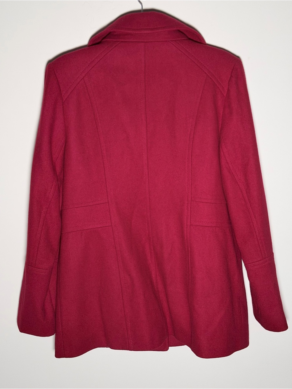 London Fog Women's Cherry Red Wool Peacoat - Picture 6 of 13